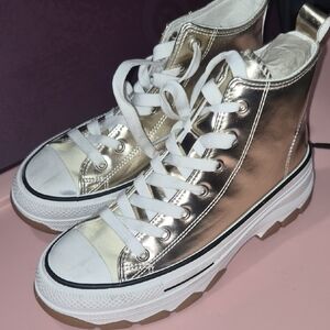 TOP Moda Rose Gold High-Top Platform Sneakers